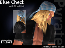 Blue Check PYRATE BANDANNA With Blond Hair