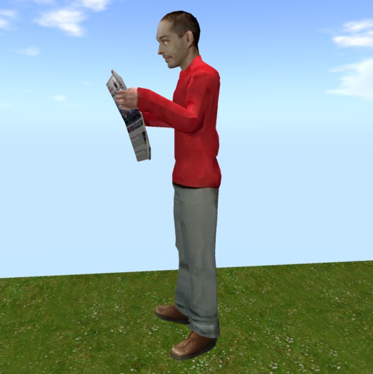 man read newspaper mesh 7 prim