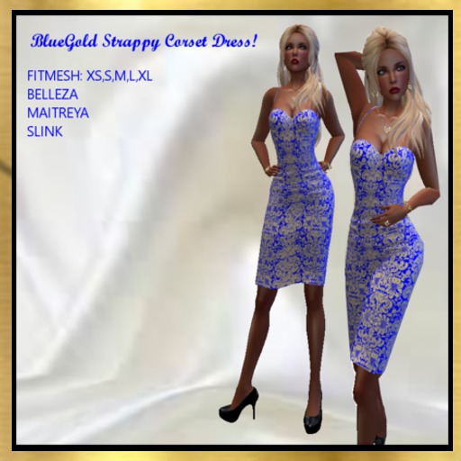 BlueGold Strappy Corset Dress!