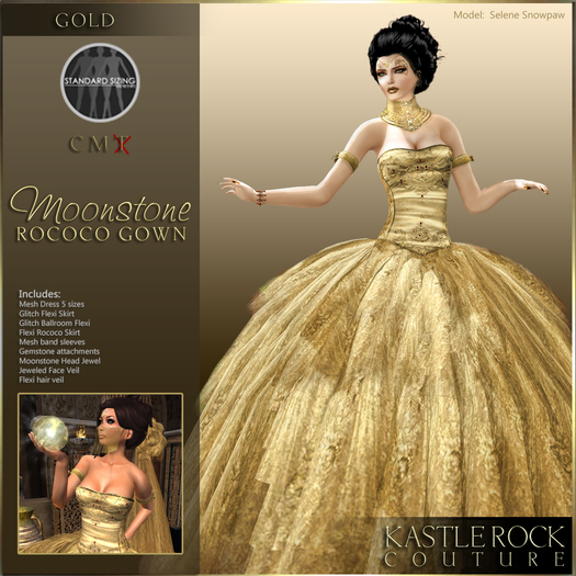 :KR: Moonstone Rococo Gown - Gold