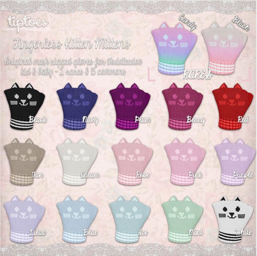 . tiptoes - Fingerless Kitten Mittens - Navy [ B ]