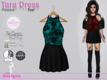 Tara Dress Flowers Teal