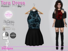 Tara Dress Flowers Sky