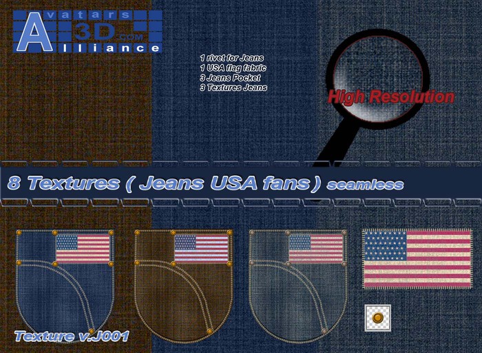 Texture Denim Jeans USA FANS Seamless v.J001