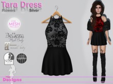 Tara Dress Flowers Silver
