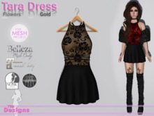 Tara Dress Flowers Gold
