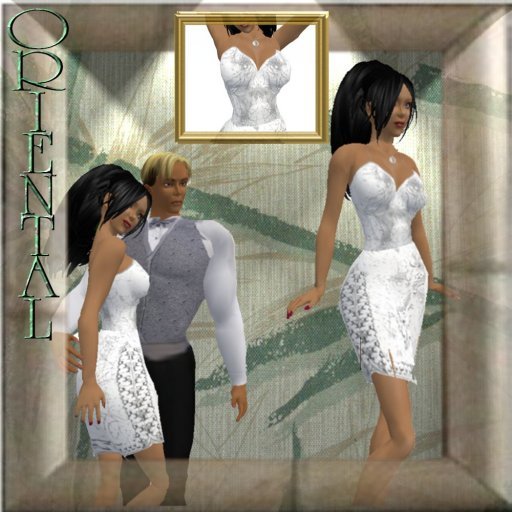 Oriental White Cocktail Dress