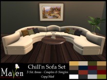 Chill'n Sofa Set - 5 Ppl Couch, 16 Colors!, Singles & Couples Animations Plus Table & Candles
