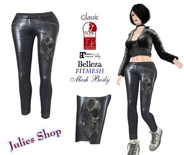 Pantalones de cuero flaco demonio para clásico, Mesh, Belleza, Slink, Maitreya, Fit Mesh