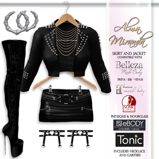 .: AlmaMiranda :. Noir Mini Skirt Outfit for Maitreya, Physique, Hourglass, Venus, Isis, Freya, Tonic, Curvy, Fine