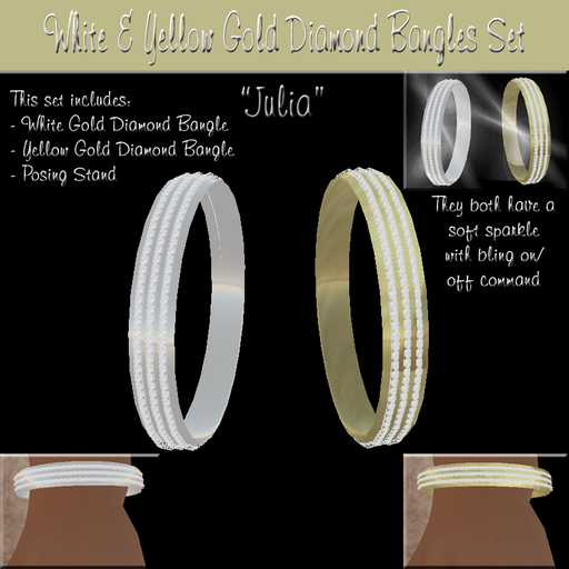 "Julia" White & Yellow Gold Diamond Bangles Set