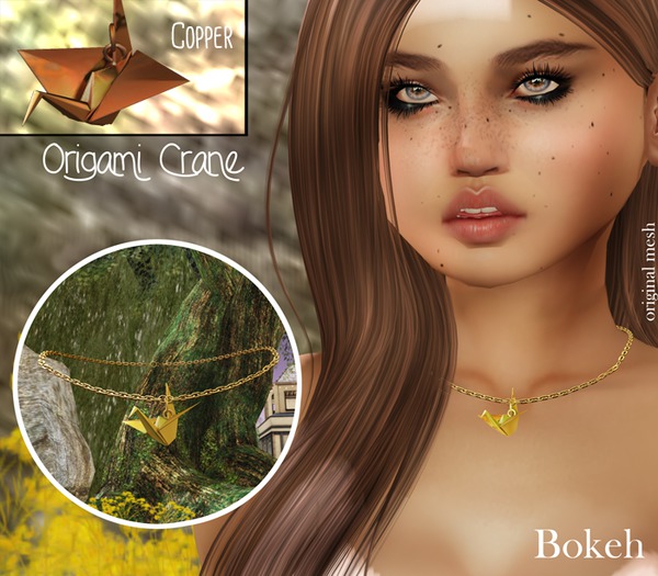 Origami Crane Necklace - Bokeh