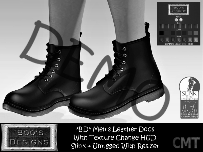 *BD* MEN'S LEATHER DOCS WITH HUD ~ DEMO