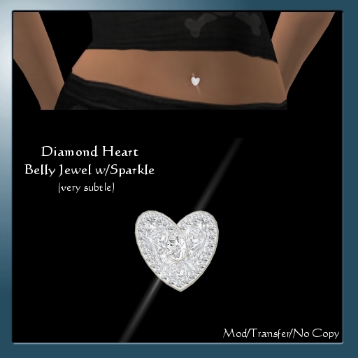 Belly Jewel - Diamond Heart with Sparkle