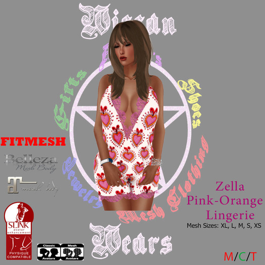 ~WW~ Zella Pink/Orange Lingerie Fitmesh