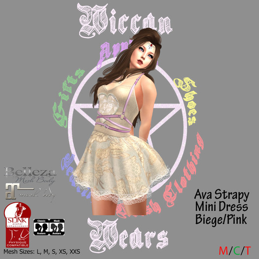 ~WW~ Ava Biege-Pink Strapy Mesh Dress