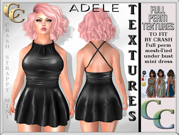 CRASH UBT MINI DRESS TEXTURE ADELE BLACK  FULL PERM TEXTURES
