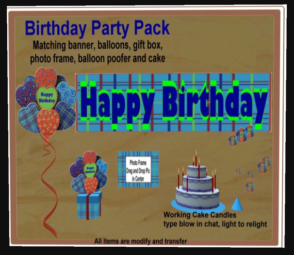 Happy Birthday Party Pack Birthday Banner Birthday Cake Gift Box Birthday Balloons