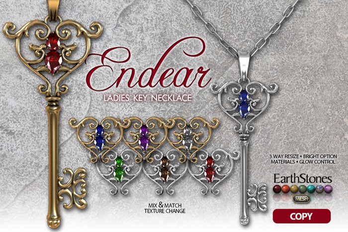 EarthStones Endear Ladies Key Necklace (wear to open)