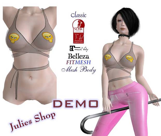 Transparentes Kurzes Top Smiley Schau Mir In Die für Klassiche- und Meshavatare, Belleza, Slink, Maitreya, Fitmesh DEMO