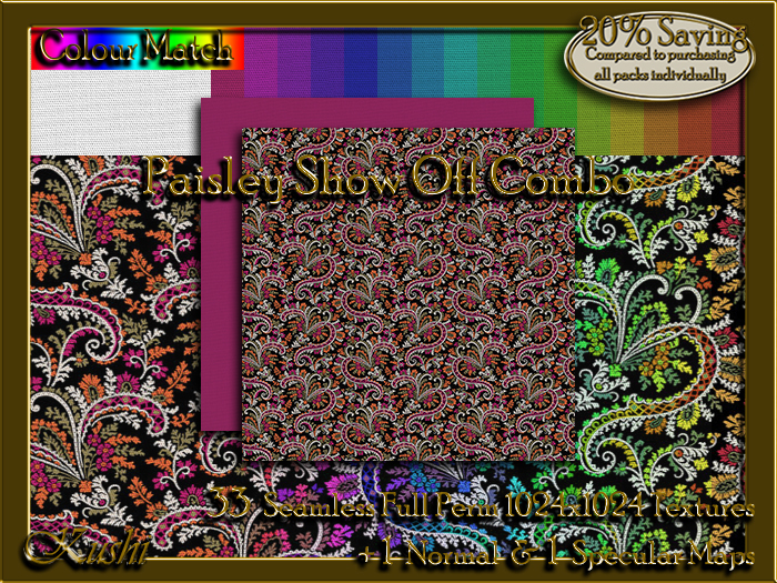 !Kushi! PaisleyShowOffCOMBO Textures -WEAR TO UNPACK