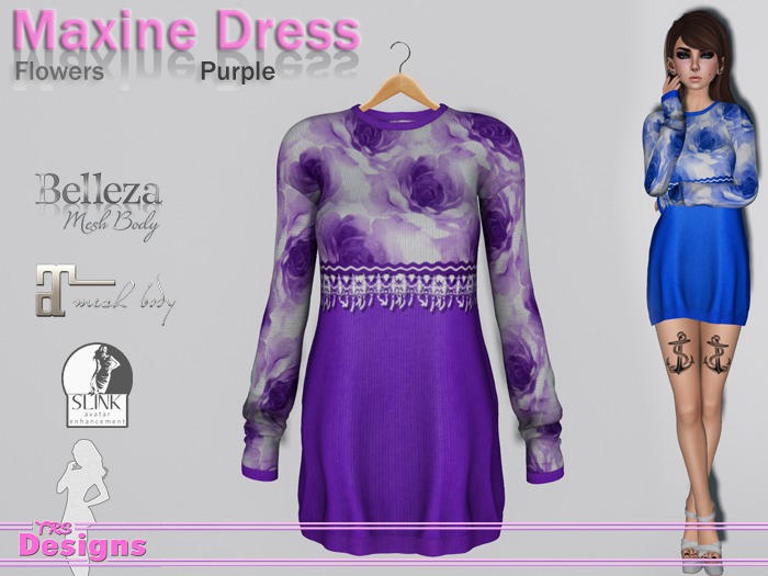 Maxine Dress Flowers Purple