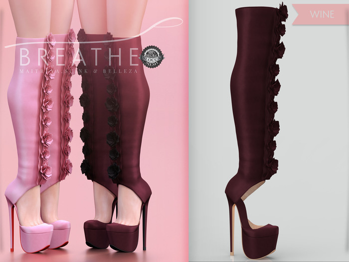 Second Life Marketplace [BREATHE]Rosie BootsWine(for Slink High
