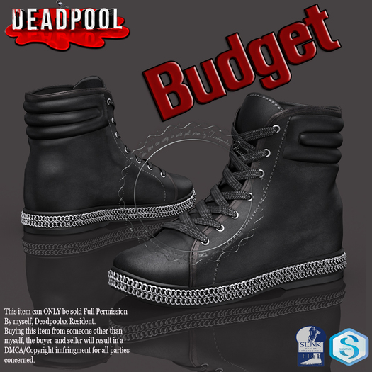 ** BUDGET RANGE** :DEADPOOL: ZANDER SHOES FULL PERM BOXED 