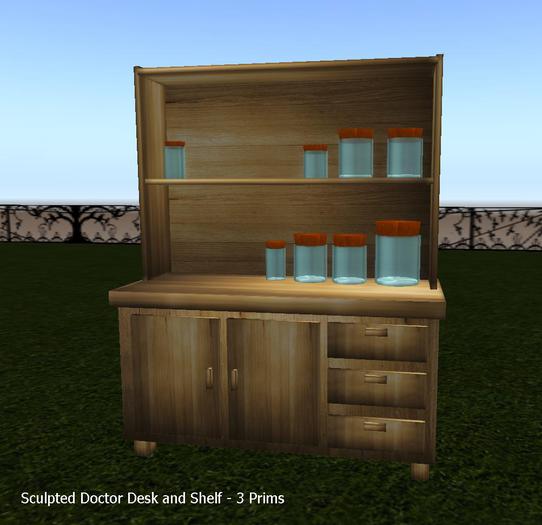Doctor Desk and Shelf 1 - 3 Prims COPY/MOD