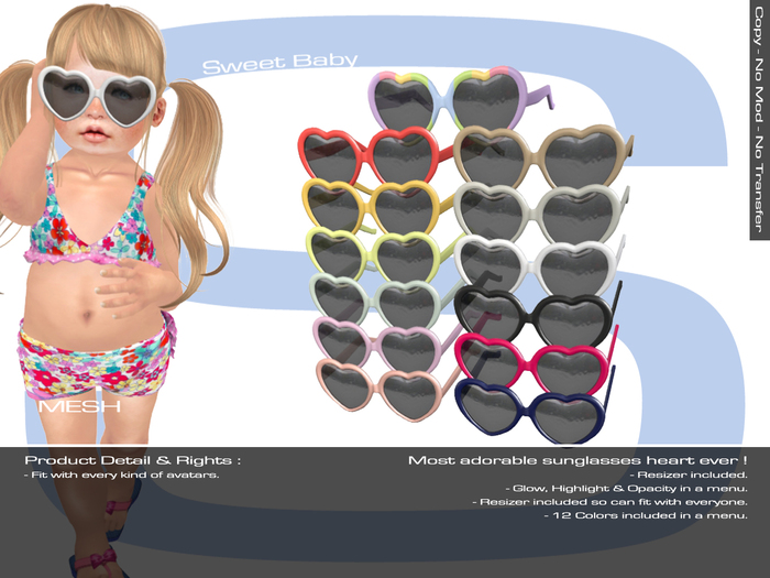 Sweet Baby - Sweet Heart Sunglasses 13 Colors
