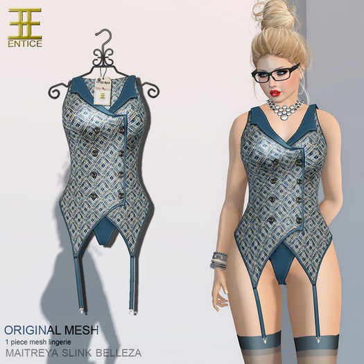 Entice - Mrs. Robinson Lingerie - Weave Blue