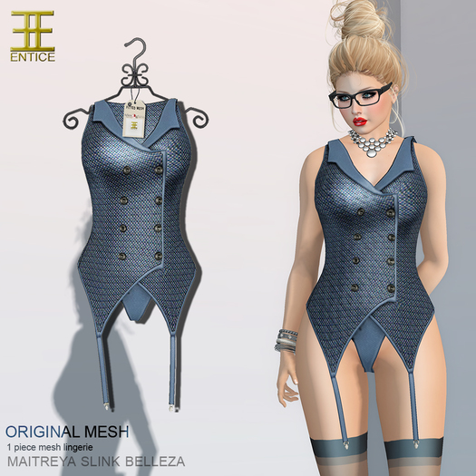 Entice - Mrs. Robinson Lingerie - Weave Blue-Gray