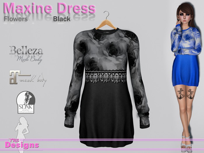 Maxine Dress Flowers Black