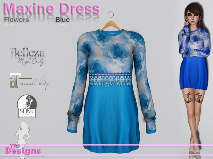 Maxine Dress Flowers Blue