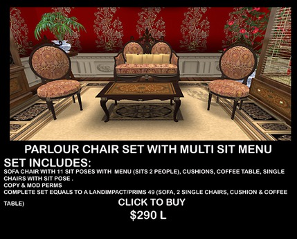Second Life Marketplace Antique Parlour Room Sofa Set With Sit Menu Antique Parlour Room Sofa Set With Sit Menu