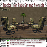 @Incendia Tropical Iron Patio set and fire table Chair