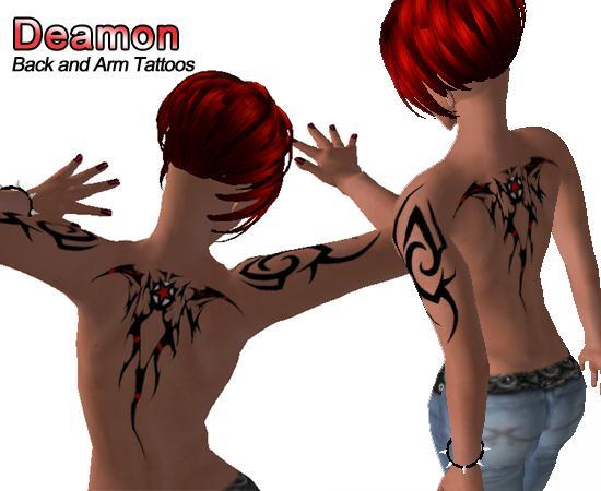 Deamon Back and Arm Tattoo Set