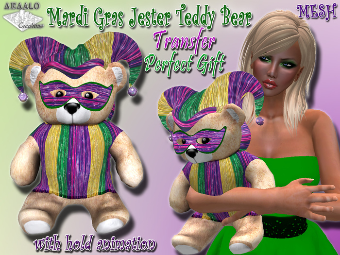 Mardi Gras Jester Teddy Bear - F