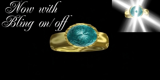 Gold Ring with Blue Green Gemstone
