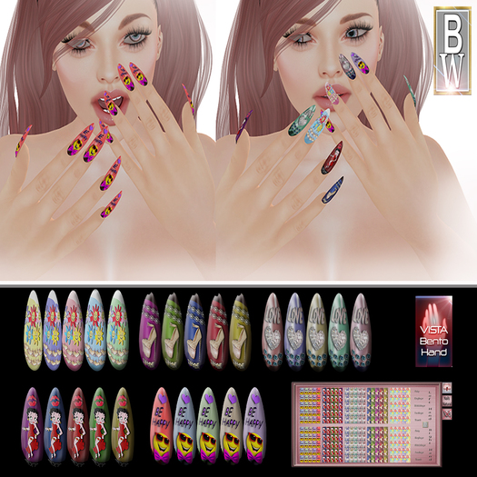 Rigged (Bento) meshnails 'Happy Times'