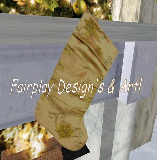 Gold Satin Embroidered Christmas Stocking