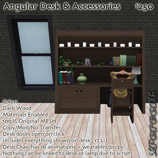 % Angular Desk (dark) *MESH*