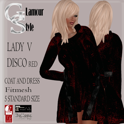 ! GS - LADY V COAT AND DRESS MESH DISCO RED