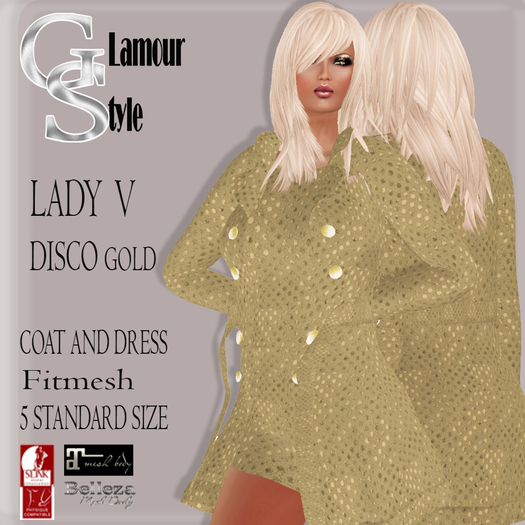 ! GS - LADY V COAT AND DRESS MESH GOLD