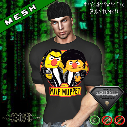 ..:: CODED ::.. Men's Aesthetic Tee (Pulp Muppet)