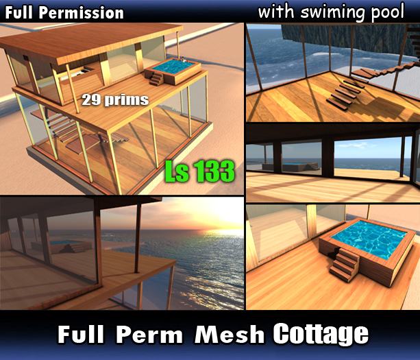 Full Perm Mesh Cottage 29 prims