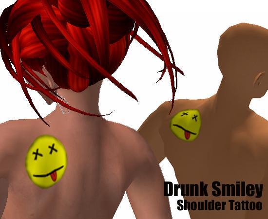 Drunk Smiley Shoulder Tattoo