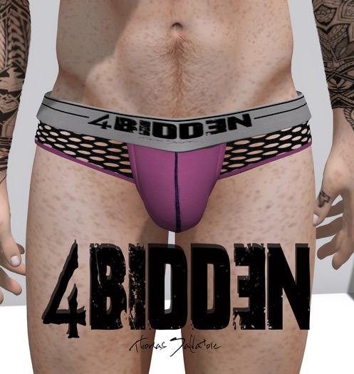 .::4BIDDEN::. Pink & Black Cut out Mesh Briefs
