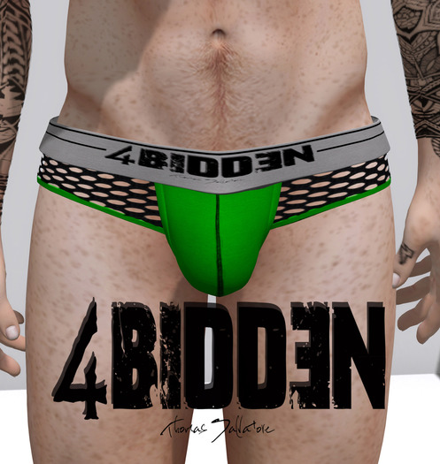 .::4BIDDEN::. Green & Black Cut out Mesh Briefs