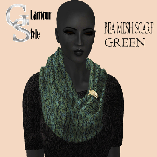 ! GS - BEA GREEN MESH SCARF W/RESIZE SCRIPT